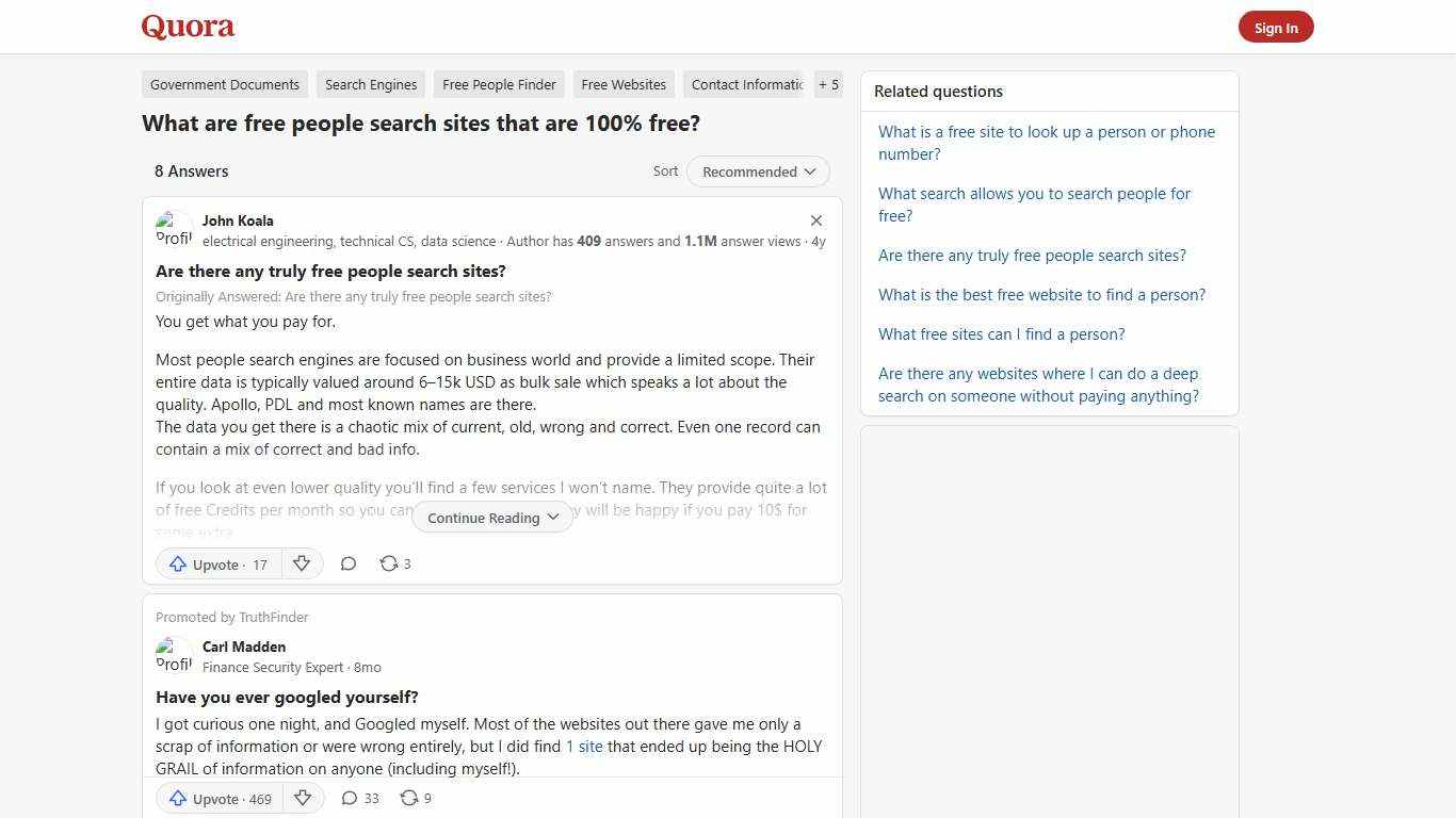What are free people search sites that are 100% free? - Quora